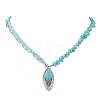 Alloy Pave Synthetic Turquoise Horse Eye Pendant Necklaces NJEW-JN05158-2