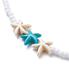 3Pcs 3 Colors Dyed Synthetic Turquoise Starfish & Acrylic Beaded Necklaces Set NJEW-JN04037-5