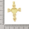 Rack Plating Brass Micro Pave Cubic Zirconia Heart Shape Virgin Mary Cross Pendant KK-S380-44F-G-3