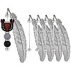 5Pcs Alloy Feather Pendant Bookmarks AJEW-SZ0002-61P-1