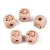 Engraved Beech Wood Beads WOOD-N015-08D-1