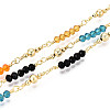Handmade Brass Link & Glass Beaded Chains KK-N281-07G-1