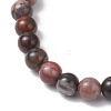 Natural Petrified Wood Beads Stretch Bracelets for Women BJEW-JB12604-4