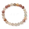 Natural Rutilated Quartz Round Beaded Stretch Bracelets for Women Men BJEW-JB11428-2