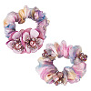 2Pcs 2 Colors Chic Solid Color French Satin Pigtail Hair Tie for Elegant Hairstyles OHAR-TA0001-10B-2