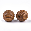 Painted Natural Wood Beehive Beads X-WOOD-S049-04B-07-2