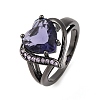 Heart Brass Micro Pave Cubic Zirconia Finger Rings FS-WG4D14B-06-1