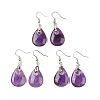 Natutal Amethyst Dangle Earrings EJEW-F343-A06-1