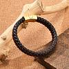 Ion Plating(IP) Braided Microfiber Leather Cord Bracelets for Men BJEW-Z081-14G-2