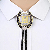 Cowboy Western Alloy Horseshoes & Letter Pendant Bolo Tie Necklaces NJEW-WH20014-02M-5