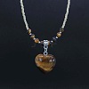 Natural Gemstone Heart Pendant Colorful Glass Seed Beads Beaded Necklaces for Women VA8487-4-1