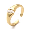 Brass Micro Pave Cubic Zirconia Cuff Rings for Women RJEW-P084-04G-1