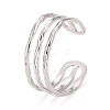 Non-Tarnish 304 Stainless Steel Triple Line Open Cuff Ring for Women RJEW-C025-12P-1