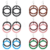 FIBLOOM 6 Pairs 6 Colors Wood Double Ring Dangle Earrings with Iron Pins for Women EJEW-FI0002-38-1
