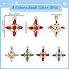 12Pcs 4 Colors Brass Micro Pave Cubic Zirconia Pendants KK-AR0001-86-2