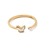 304 Stainless Steel & Natural Shell & Imitation Pearl Cuff Rings for Women RJEW-G372-01G-04-4