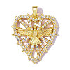 Brass Micro Pave Clear Cubic Zirconia Pendants CU-OY001-44G-3