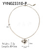 Stainless Steel Textured Puffy Heart Pendant Necklaces for Valentine's Day EI9252-4-2