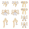 10Pcs 5 Styles Brass Micro Pave Clear Cubic Zirconia Pendants KK-HS0015-25-1