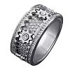 Gear Brass Micro Pave Clear Cubic Zirconia Rotatable Finger Rings FS-WGBD3BF-01-1