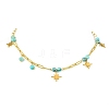 304 Stainless Steel Paperclip Chain Star Pendant Necklaces with Natural Hemimorphite Beads for Women NJEW-JN06251-02-3