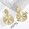 Ion Plating(IP) 304 Stainless Steel Flat Round Dangle Stud Earrings for Women EJEW-A119-14G-2