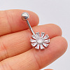 304 Stainless Steel Micro Pave Cubic Zirconia Belly Rings WGADED5-14-1