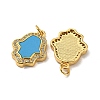 Brass Micro Pave Cubic Zirconia with Synthetic Turquoise Pendants KK-K356-24B-G-2