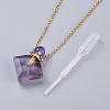 Natural Fluorite Perfume Bottle Pendant Necklaces NJEW-F266-03-4