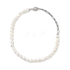 Natural Baroque Pearl Beaded Necklace & Bracelet with 304 Stainless Steel Paperclip Chains SJEW-JS01262-10