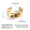 Natural Tiger Eye Oval 304 Stainless Steel Hollow Open Cuff Bangles for Women RV6494-1-2