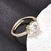 Brass Micro Pave Cubic Zirconia Cuff Open Rings CU-CBA5C10-09G-2