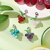 4Pcs 4 Styles Grape Natural Green Aventurine & Hemimorphite & Rose Quartz & Carnelian & Amethyst Pendant Decoration HJEW-TA00293-2