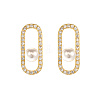 Oval Brass Micro Pave Clear Cubic Zirconia Stud Earrings for Women HE5046-1