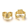 Brass Micro Pave Clear Cubic Zirconia Cuff Rings RJEW-H541-01B-G-1