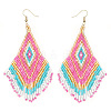 Bohemian Handmade Glass Seed Beads Tassel Dangle Earrings CB9270-4-1