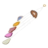 Wood & Natural Dye Agate Wind Chime Pendants HJEW-H054-03-8