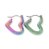 Ion Plating(IP) Rainbow Color 304 Stainless Steel Heart Hoop Earrings for Women EJEW-G293-25M-1