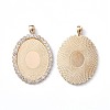 Oval Alloy Rhinestone Big Pendant Cabochon Settings ALRI-T356-01KCG-2