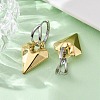 Two Tone Heart Brass Hoop Earrings EJEW-D322-12GP-02B-3