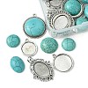 DIY Oval/Half Round Synthetic Turquoise & Tibetan Style Alloy Pendant Making Kits DIY-FS0006-12-3