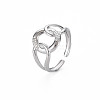 304 Stainless Steel Interlocking Ring Cuff Ring RJEW-N038-042P-3