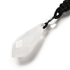 Cone Natural Quartz Crystal Pendant Necklace with Nylon Rope for Women G-H286-08D-4