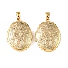 Floral Embossed Brass Locket Pendants KK-CBA7157-01G-1