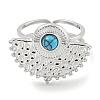 304 Stainless Steel Synthetic Turquoise Cuff Rings G-Z056-02P-05-2