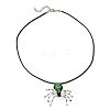 Braided Glass Seed Bead Spider Pendant Necklaces NJEW-MZ00036-03-4