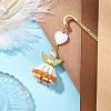 Heart Angel Glass Seed & Plastic Pearl Pendant Bookmark AJEW-MZ00002-02-2