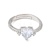 Brass Micro Pave Cubic Zirconia Cuff Open Rings CU-CBA5C10-09P-4