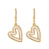 Heart Brass Micro Pave Clear Cubic Zirconia Dangle Stud Earrings KK-D363-12C-G-2