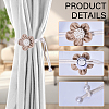 4pcs 2 Colors Linen & ABS Plastic Flower Curtain Tiebacks AJEW-GL0002-84-4